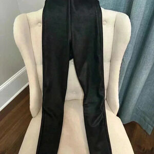 Commando Black Faux Suede Leather High Waist Full Length Shaping Leggings MED